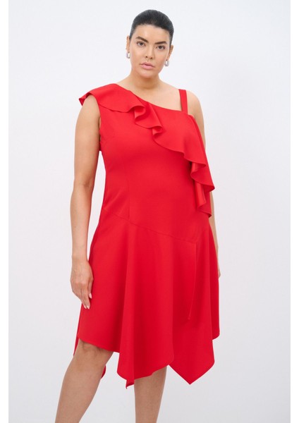 Tek Omuz Volanlı Elbise indirimleri