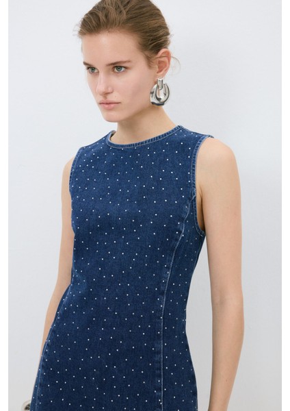 Taş Detaylı Denim Elbise indirimleri