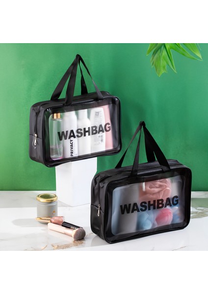 3142 Şeffaf Seyahat ve Makyaj Çantası Su Geçirmez Organizer Washbag 20 x 30 cm