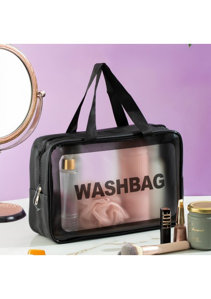3142 Şeffaf Seyahat ve Makyaj Çantası Su Geçirmez Organizer Washbag 20 x 30 cm modelleri