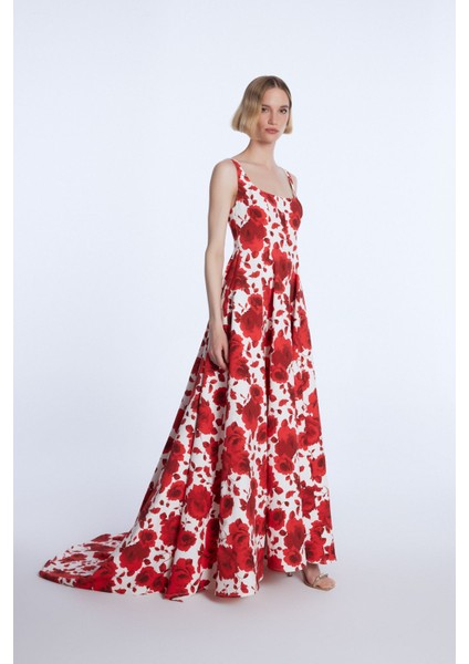 Mert Aslan Kolsuz Desenli Uzun Elbise