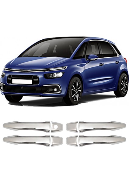 Citroen C4 Picasso Uyumlu 2013-2018 Krom Kapı Kolu 4 Kapı Paslanmaz Çelik