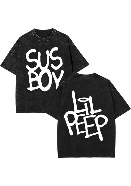 Yıkanmış Vintage Rapçi Lil Peep Müzik Albümü Crybaby 2025 T Shirts Erkek Kadın Moda Hip Hop Büyük Boyu T-Shirts Street Giyim Unisex Renk: FT-BLACK-Q08494/BOYUT: S (Yurt Dışından)