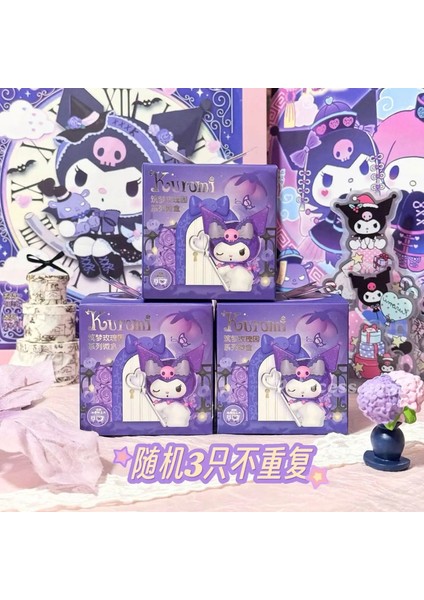 Sanrio Rüya Gül Bahçesi Kuromi Kutu El Yapımı Bebek Sevimli Masaüstü Küçük Süs Bebeği Kız Hediye Renk: Random 3 Adet (Yurt Dışından)