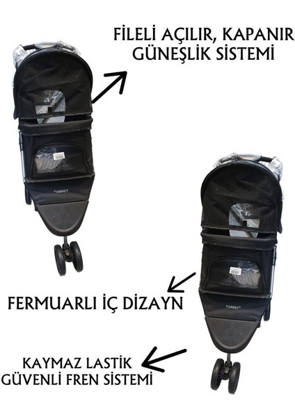 Evcil Hayvan Arabası 80x46x99cm Siyah Max 15 Kg fiyatları