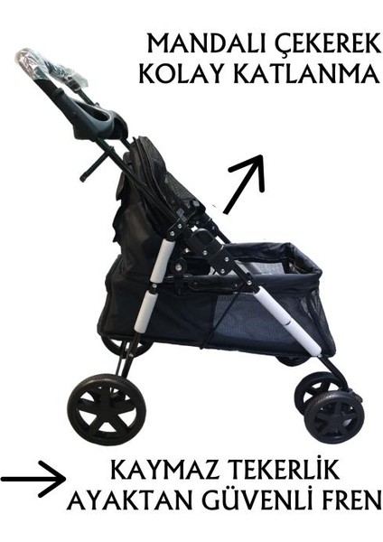 Evcil Hayvan Arabası 85x46x*91,5cm Siyah Max 15 Kg modelleri