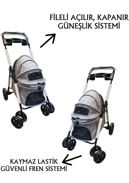 Evcil Hayvan Arabası 74,5x46,5x97,5cm Gri Max 15 Kg fiyatları