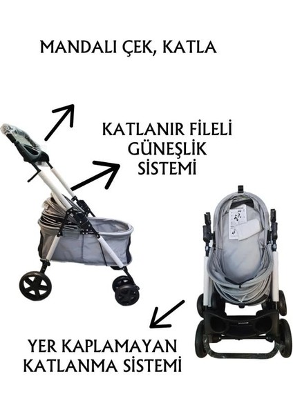 Evcil Hayvan Arabası 74,5x46,5x97,5cm Gri Max 15 Kg modelleri