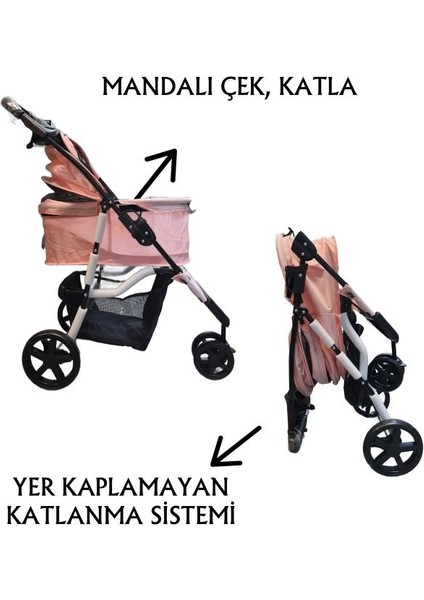 Evcil Hayvan Arabası 86x46x94,5cm Pembe Max 15 Kg fırsatları