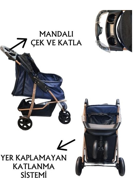 Evcil Hayvan Arabası 87x50x107cm Lacivert Max 20 Kg modelleri