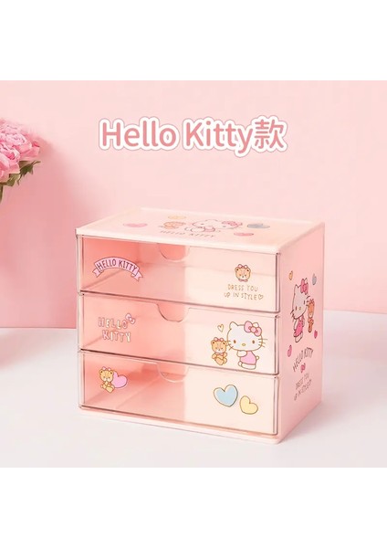 Miniso Kawaii Hello Kitty Kuromi Benim Melodim Üç Katmanlı Çekmece Saklama Kutusu Anime Sanrio Girly Kalp Sevimli Masaüstü Saklama Kutusu Boxcolor: Kuromi (Yurt Dışından)
