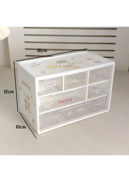 Sanrio 6 Izgara Saklama Kutusu Kuromi Cinnamoroll Melody Çıkartmaları Masaüstü Çekmece Tipi Organizasyon Kutusu Çocuk Hediye Sakolu: Kuromi (Yurt Dışından)