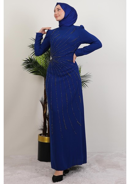 Elçin Taşlı Elbise Gece Mavi modelleri