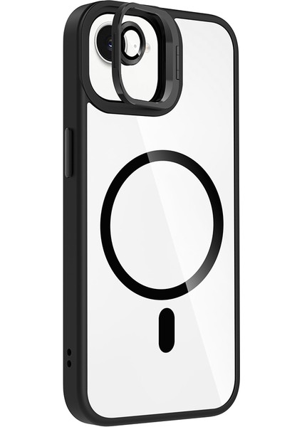 iPhone 16E Kılıf Standlı ve Kamera Lens Hediyeli M-Safe Şarj Özellikli Blt Etro Kapak - Lacivert indirimleri