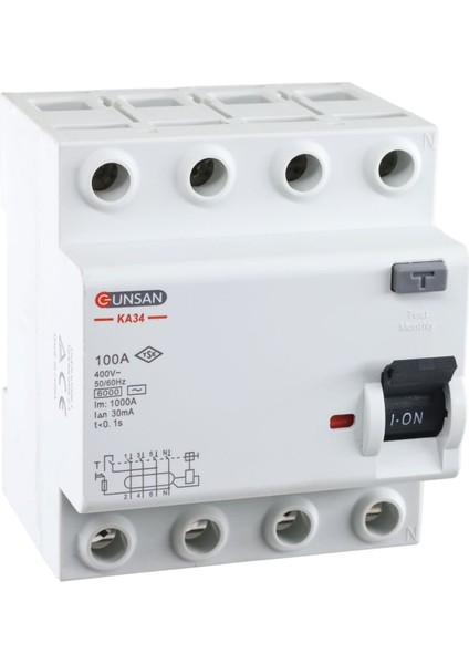 Valta Kaçak Akım Rölesi AC Tip 6kA 30mA 100A 3 Kutup + Nötr