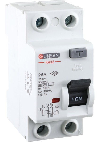 Valta Kaçak Akım Rölesi AC Tip 6kA 300mA 25A 1 Kutup + Nötr
