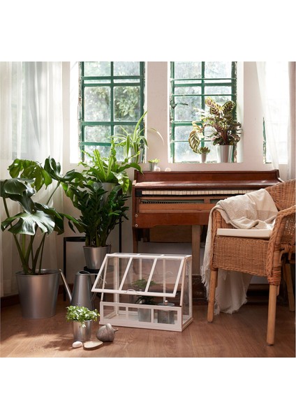 Akerbar Mini Sera Beyaz 45X22X35 cm Dekoratif Bitki Yetiştirme Serası Balkon Bahçe Ev Içi Şık Hobi Serası.com.tr