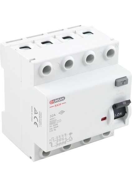Valta Kaçak Akım Rölesi AC Tip 6kA 30mA 32A 3 Kutup + Nötr
