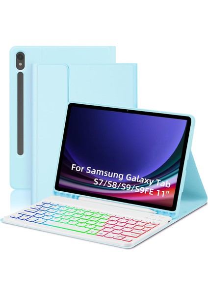 Samsung Galaxy Tab S7 / S8 / S9 / S10 Fe / S9 Fe 11 Inç Pu Tablet Kılıfı Arka Aydınlatmalı Bluetooth Uyumlu Klavye (Yurt Dışından)