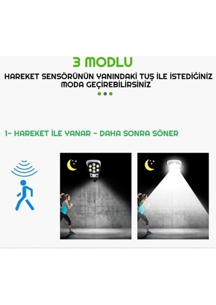 3 Adet Solar Güneş Enerjili Hareket Sensörlü Güvenlik Kamerası Görünümlü 77 Led'li Dış Mekan Bahçe Garaj fırsatları