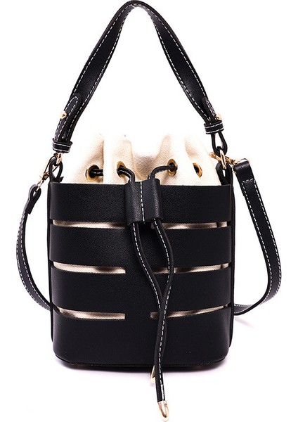 Şık Içi Boş El Tipi Pu Kova Çantası Tek Omuz Crossbody Kadın Çantası (Yurt Dışından)