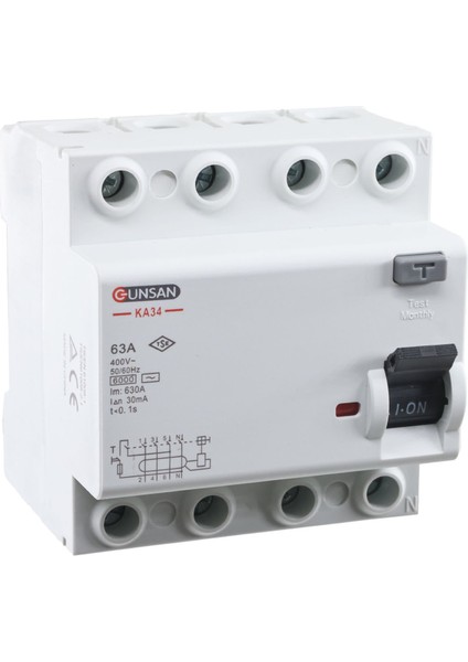 Valta Kaçak Akım Rölesi AC Tip 6kA 30mA 63A 3 Kutup + Nötr
