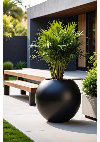 Aura Sphere Fiber Küre Saksı - Çap 50CM x Yükseklik 42CM Orta Boy