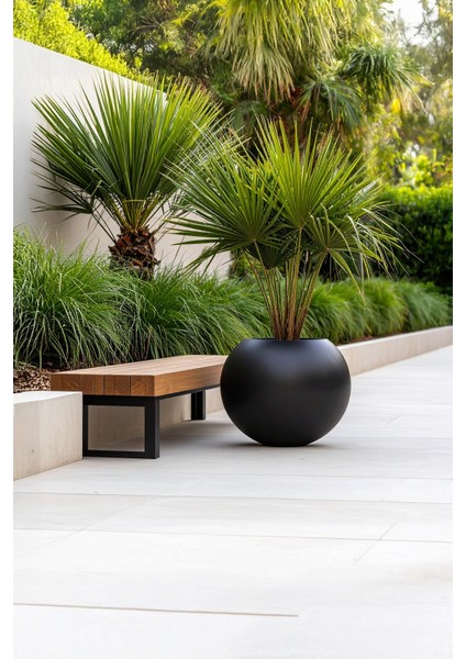 Aura Sphere Fiber Küre Saksı - Çap 50CM x Yükseklik 42CM Orta Boy