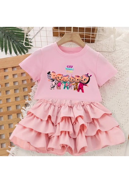 Ağla Bebek Giyim Set Karikatür Crybabies Kız Tişört Etekler 2pcs Yaz Çocuk Elbise Üst Outfts Sevimli Yürümeye Başlayan Pamuk Tişört Elbise Renk: Kqww9/hediye Kutusu Boyutu: 100-S (Yurt Dışından)