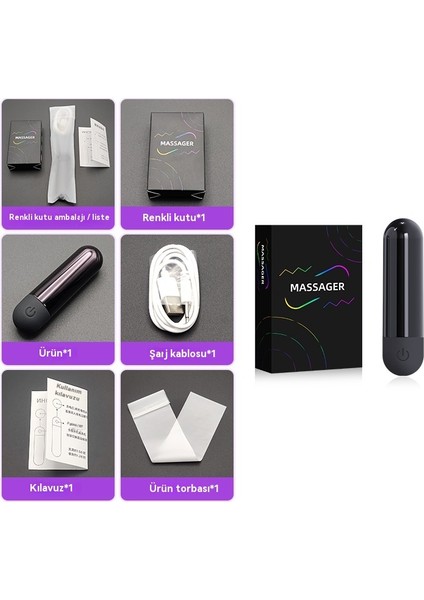 Mini Mikro USB El Çok Fonksiyonlu Güçlü Şok Su Geçirmez Bass Vibratometre Masaj-Siyah (Yurt Dışından)