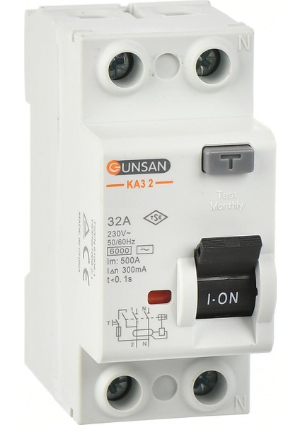 Valta Kaçak Akım Rölesi AC Tip 6kA 30mA 32A 1 Kutup + Nötr