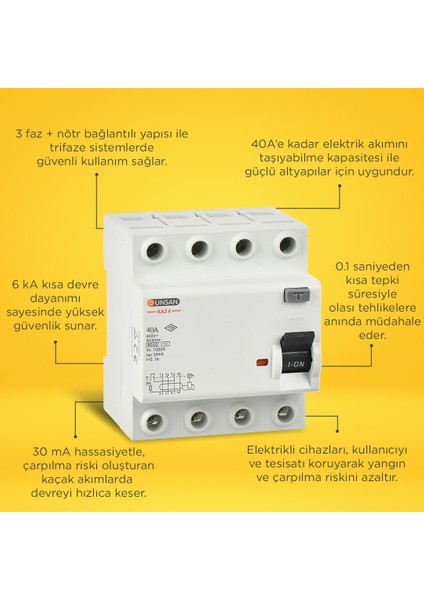 Valta Kaçak Akım Rölesi AC Tip 6kA 30mA 40A 3 Kutup + Nötr modelleri