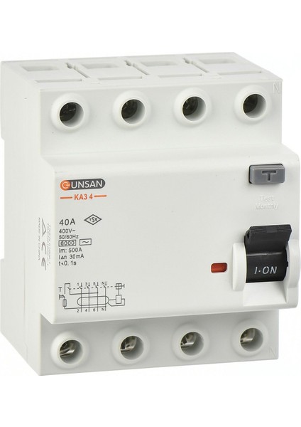 Valta Kaçak Akım Rölesi AC Tip 6kA 30mA 40A 3 Kutup + Nötr