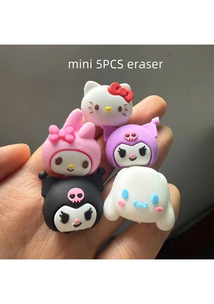 1/4pcs Hellokitty Benim Melodim Kuromi Cinnamoroll Cevafer ve Yaratıcı Silgi ile Çizgi Film Görüntüsü Silindir Silgi Renk: Mini 5pcs (Yurt Dışından)