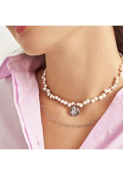 Deniz Kabuğu Figürlü Madalyon Inci Kolye modelleri