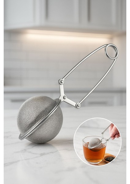 Paslanmaz Çelik Saplı Top Çay Süzgeci