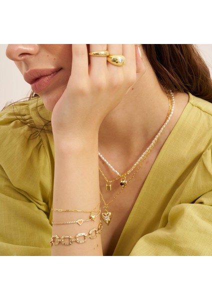 Kalp Charmlı Kolye Zirkon Taşlı indirimleri