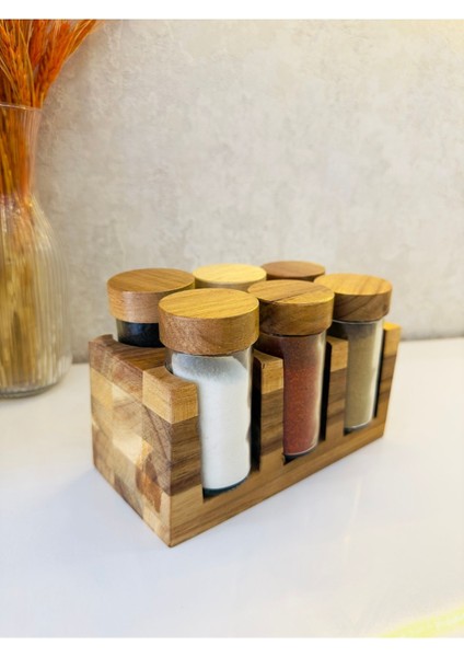 Akasya Kapaklı ve Standlı 6'lı Baharatlık Seti, Şık ve Kullanışlı Tasarım modelleri