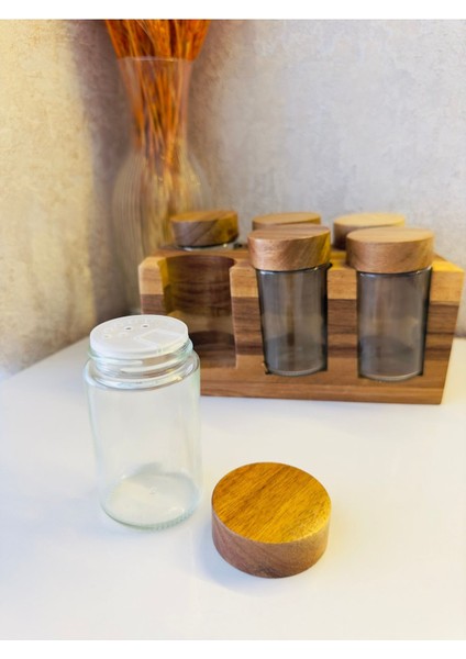 Akasya Kapaklı ve Standlı 6'lı Baharatlık Seti, Şık ve Kullanışlı Tasarım fırsatları