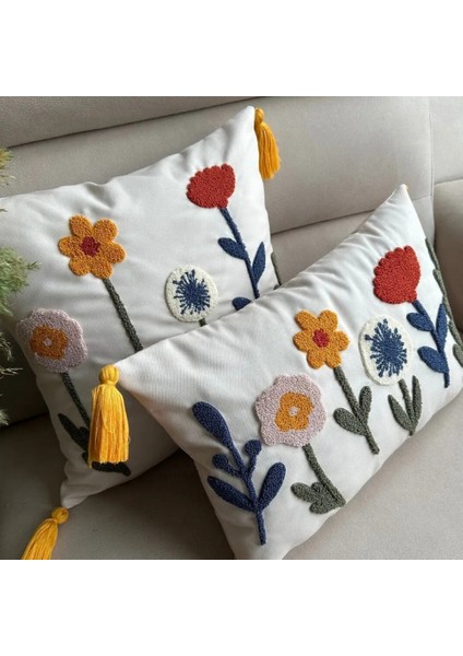Comfort Punch Desenli Kırlent Kılıfı Kare Dekoratif Bohem Nakışlı Koltuk Yastık Kılıfı Panç 45X45 fiyatları