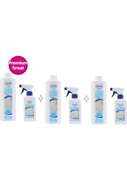 Banyo & Wc Bahar Kolulu Temizleyeci 3 x 1000 ml + 3 Adet Aparat