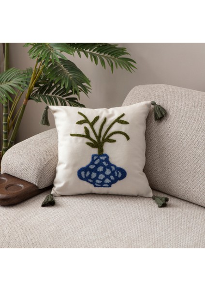 Comfort Punch Desenli Kırlent Kılıfı Kare Dekoratif Bohem Nakışlı Koltuk Yastık Kılıfı Panç 45X45 fiyatları