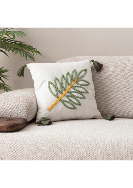 Comfort Punch Desenli Kırlent Kılıfı Kare Dekoratif Bohem Nakışlı Koltuk Yastık Kılıfı Panç 45X45