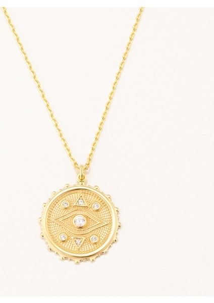 Göz Figürlü Daire Kolye