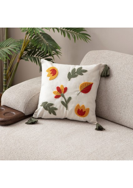 Comfort Punch Desenli Kırlent Kılıfı Kare Dekoratif Bohem Nakışlı Koltuk Yastık Kılıfı Panç 45X45 fiyatları