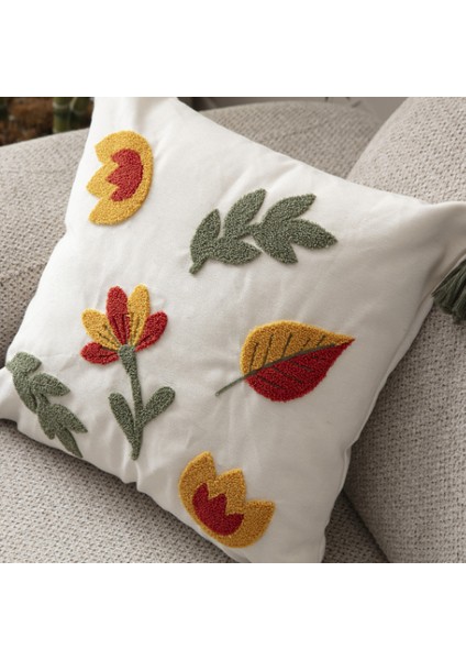 Comfort Punch Desenli Kırlent Kılıfı Kare Dekoratif Bohem Nakışlı Koltuk Yastık Kılıfı Panç 45X45 fırsatları