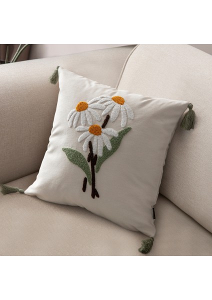 Comfort Punch Desenli Kırlent Kılıfı Kare Dekoratif Bohem Nakışlı Koltuk Yastık Kılıfı Panç 45X45 modelleri