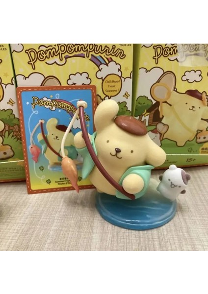 Mingchuang Premium Sanrio Pudding Dog Childhood Four Seasons Serisi Kutu Gelgit Oyun Bebek Sevimli Masa Süs Bebek Renk: Yaz Balıkçılık (Yurt Dışından)