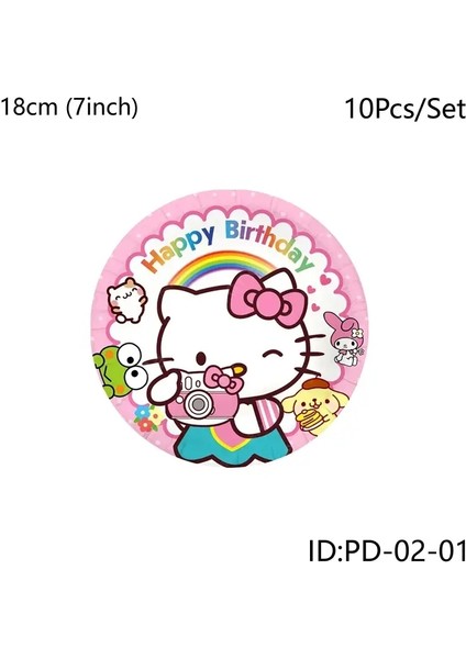 Hello Kitty Doğum Günü Partisi Dekorasyon Tek Kullanımlık Sofra Kupası Plaka Masa Dekek Peçete Peçete Peçete Bebek Duş Kız Parti Malzemeleri: Hediye Çantası 10PCS (Yurt Dışından)