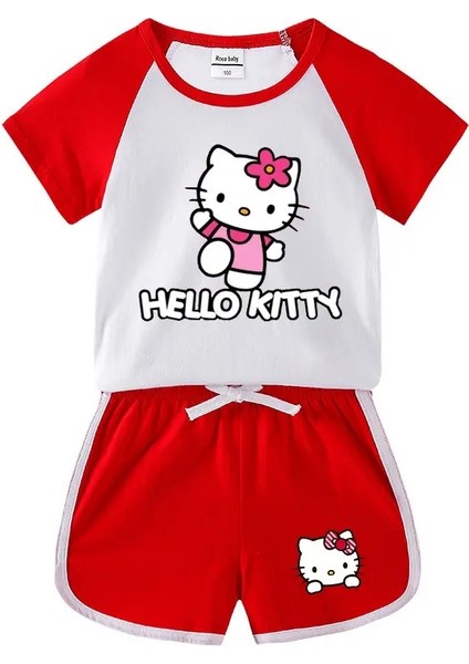 Hello Kitty Baskılı Çocuklar Kısa Kollu Takım 2024 Kız Yaz Giyim Karikatür T-Shirt Şort 2 Pc/set Çocuk Giyim Tracksuitscolor: Set/boyut: 18M (Yurt Dışından)